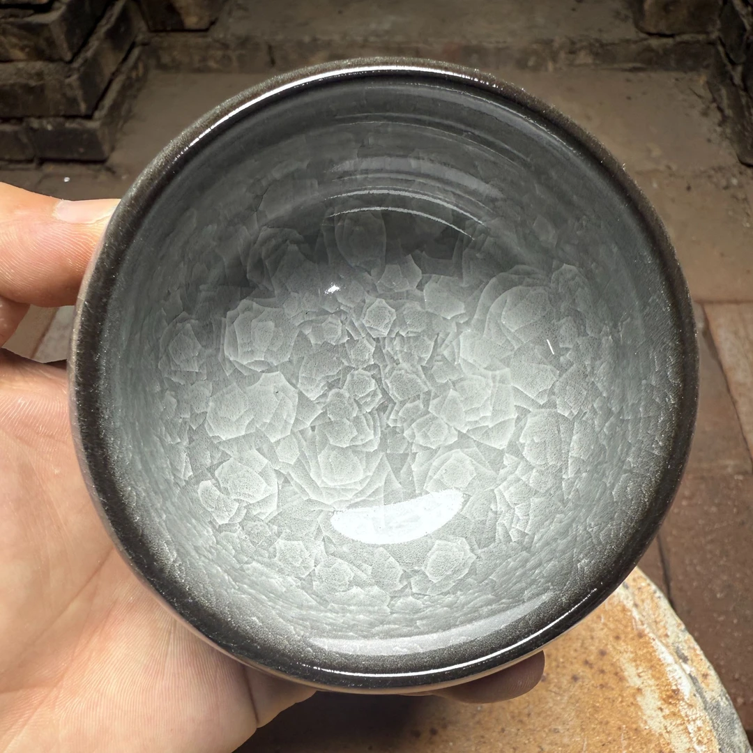 纯手工制作（黑冰裂）茶杯 主人杯