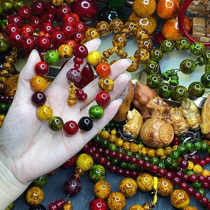 松木琥珀木文玩手串