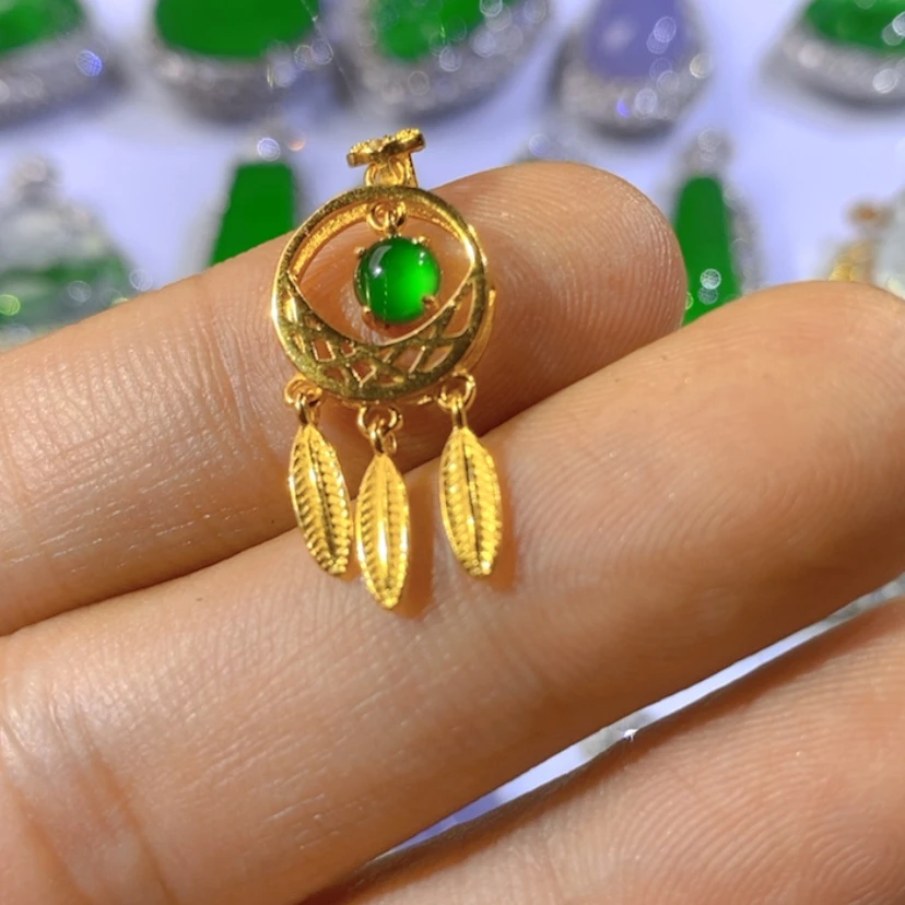 【闪购商品】银S925镶嵌挂件翡翠天然翡翠