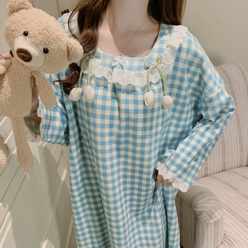 公主风带胸垫睡裙女款爆款2025新款春秋季长袖洋气网红高颜值睡衣