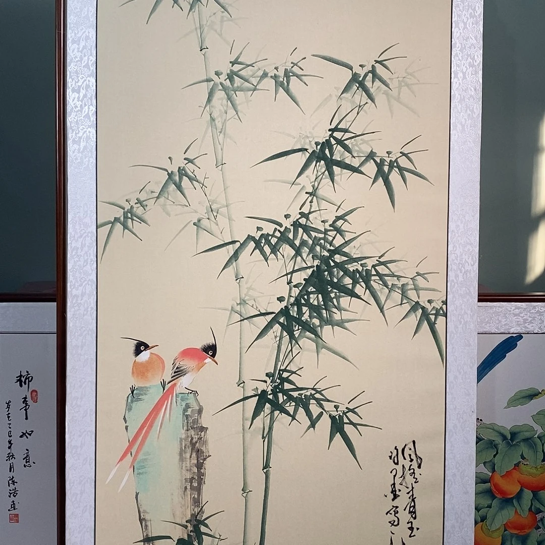 国画带框尺寸82✖️162厘米手绘包邮