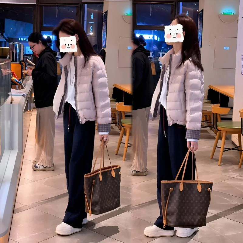 2025秋冬新款设计感时尚套装百搭长袖棉服女搭配休闲阔腿裤两件套