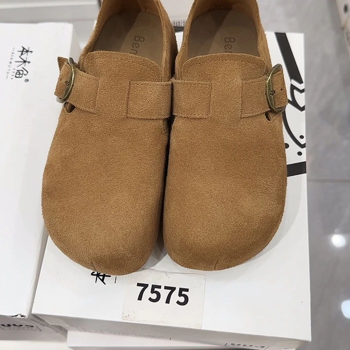 ༄***࿐黄牛剖层皮革松糕鞋