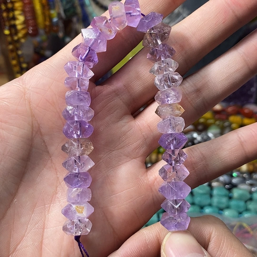 石英质玉未镶嵌，天然紫水晶冲角10mm，