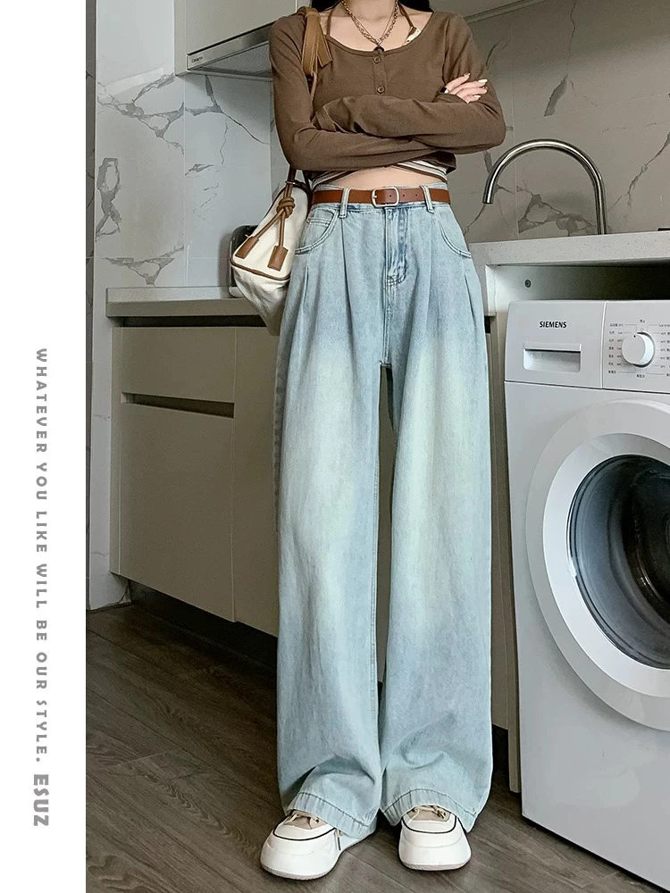 十三gu！【西西里蓝】褶皱垂感设计显瘦牛仔裤