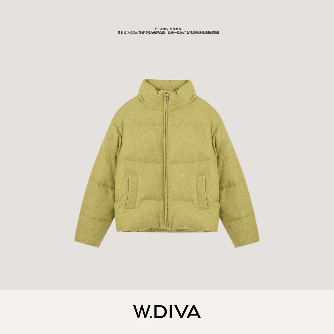 W.Diva【柔糯】精纺羊绒皖西大白鹅绒暖冬立领鹅绒服54C023174