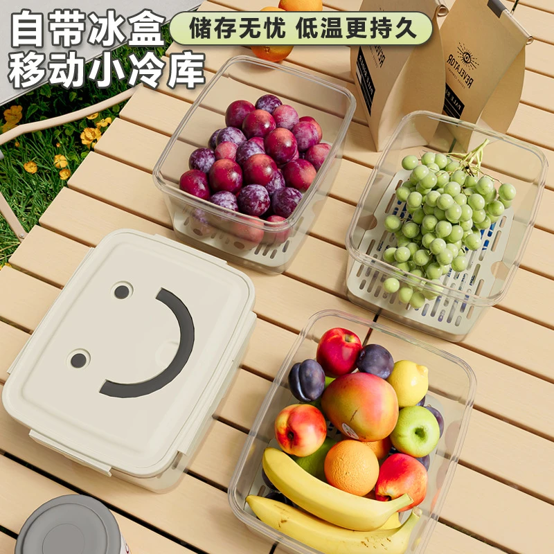 2025便携式野餐盒户外旅行露营收纳可爱多功能保鲜盒手提小冰箱