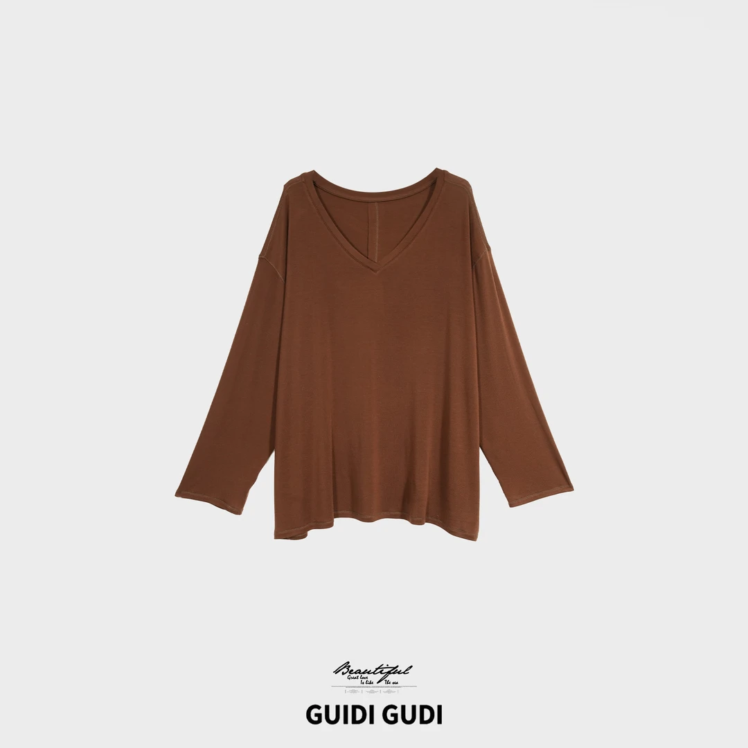 GUIDI GUDI【颜中色】时尚百搭休闲风纯色长袖/黄加蓝