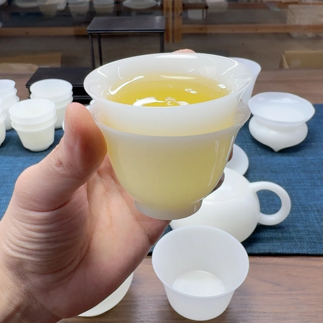 素烧薄胎璞玉冰种玉瓷茶具