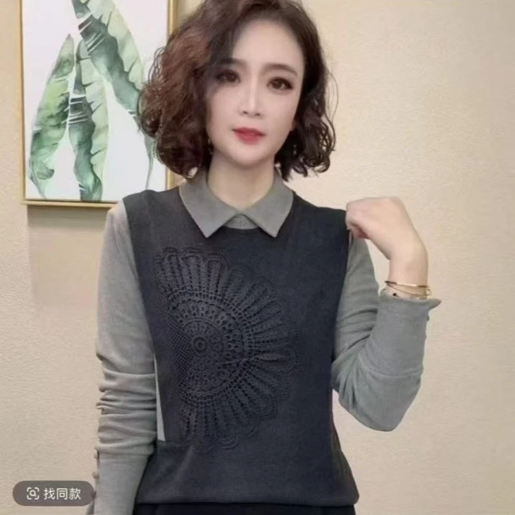 秋冬新款双面绒设计感翻领打底衫女洋气百搭加厚一体绒保暖上衣女