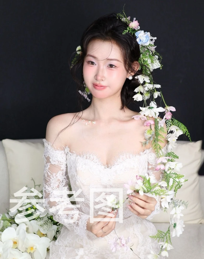 森系手工仙气仿真花朵新娘头饰外景跟妆头花春季盘发造型配饰