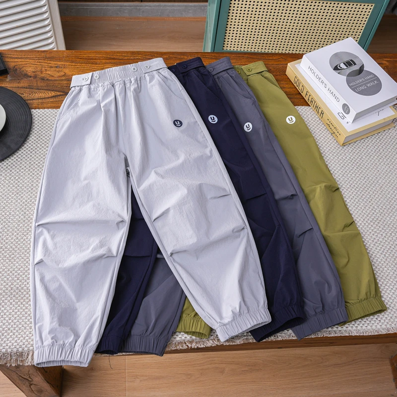 男童工装风捏褶速干长裤中大童纯色弹力防蚊裤儿童夏凉感户外裤薄