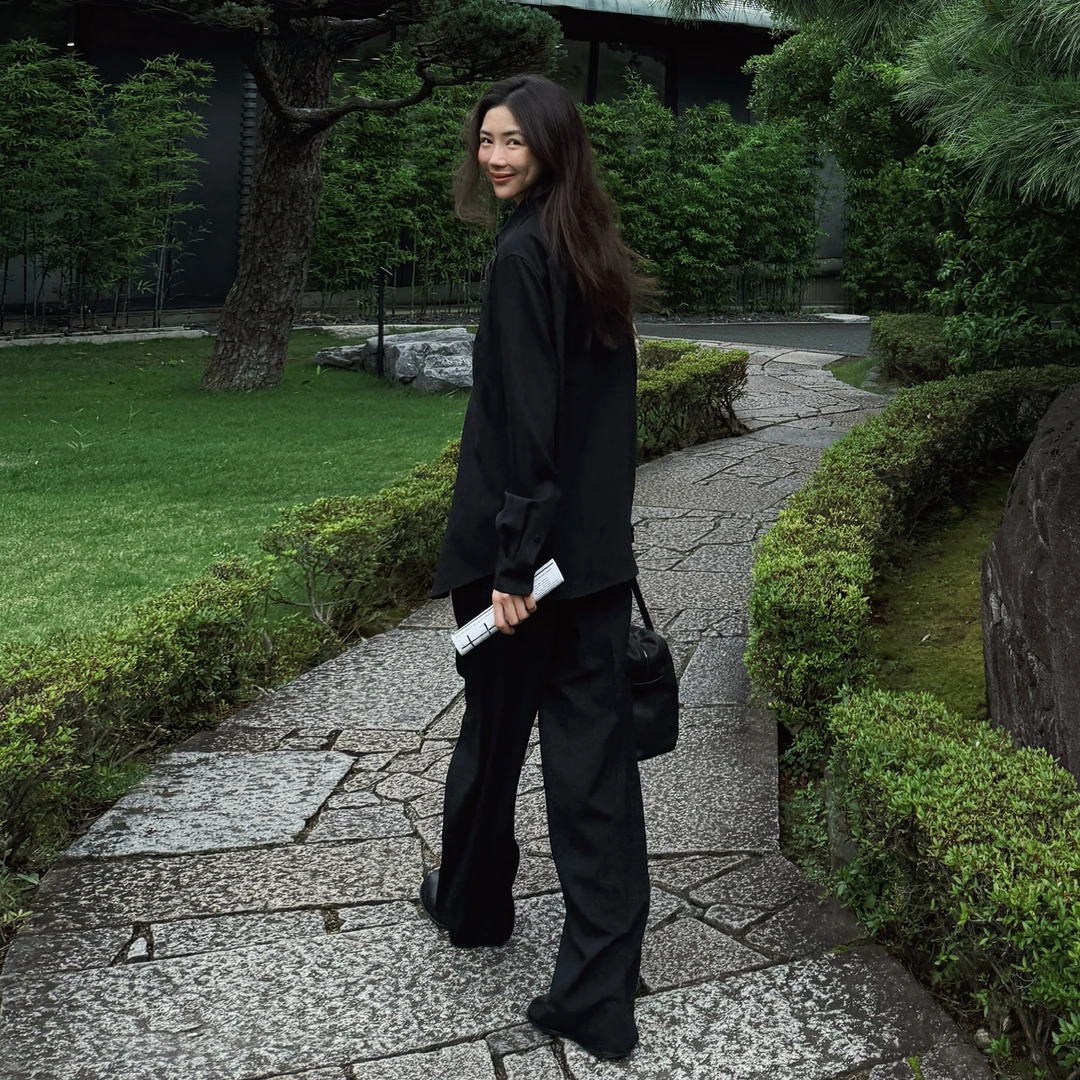 ROMI STUDIO可机洗绵羊毛混纺简约高级感黑色休闲裤 RWCSXM1630