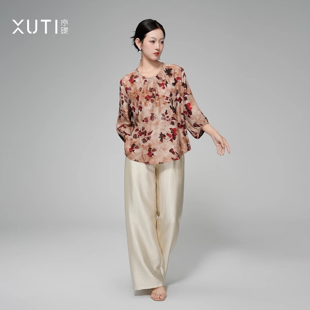 序缇『胭脂记』夏季新款新中式三经绞罗非遗桑蚕丝上衣女H127-17968