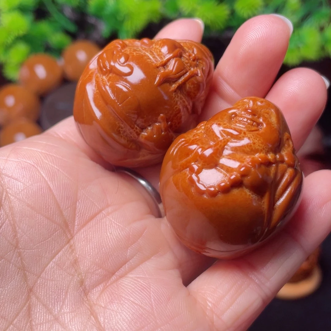 【闪购商品】橄榄核把件人**茶财迷一对