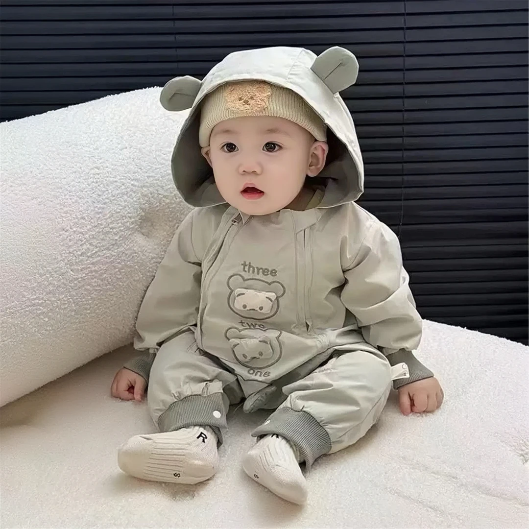 【三只熊双层哈衣】婴儿春秋连体衣宝宝时尚哈衣可爱卡通爬服外出服