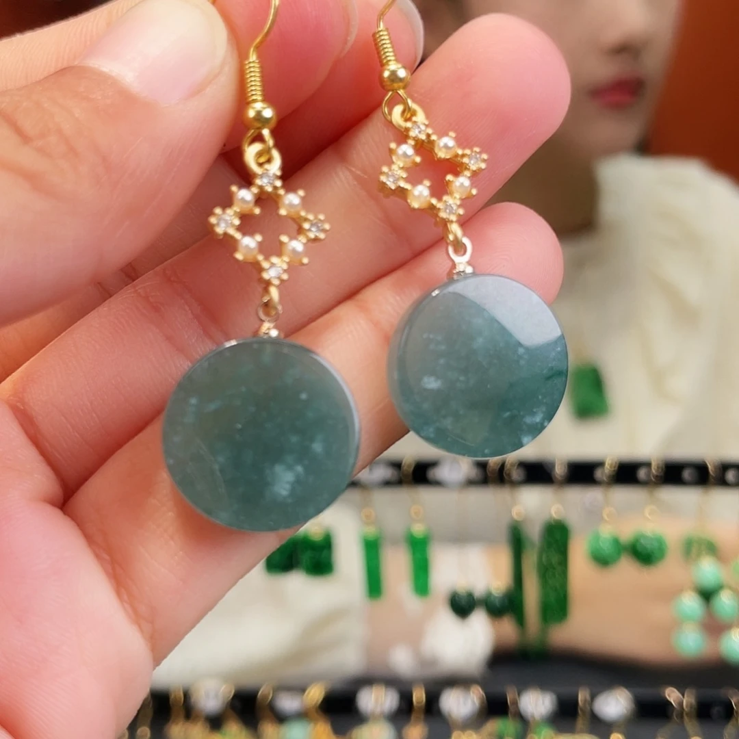 翡翠未镶嵌耳饰饰品