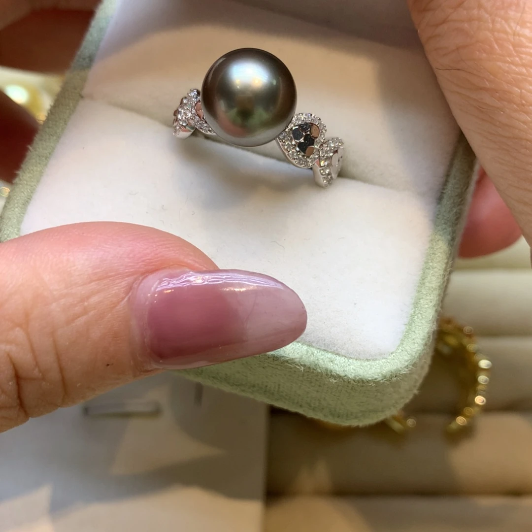 银S925镶嵌戒指海水珍珠