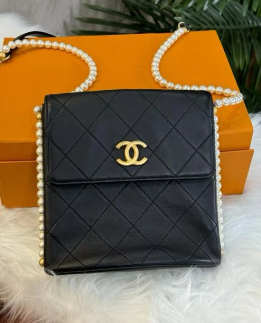 99新 Chanel/香奈儿 展会外场  黑金hobo珍珠流浪包 18cm