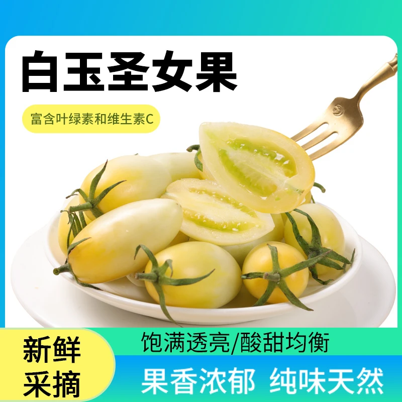 白玉圣女果碱水地露天种植应季水果酸甜可口多汁