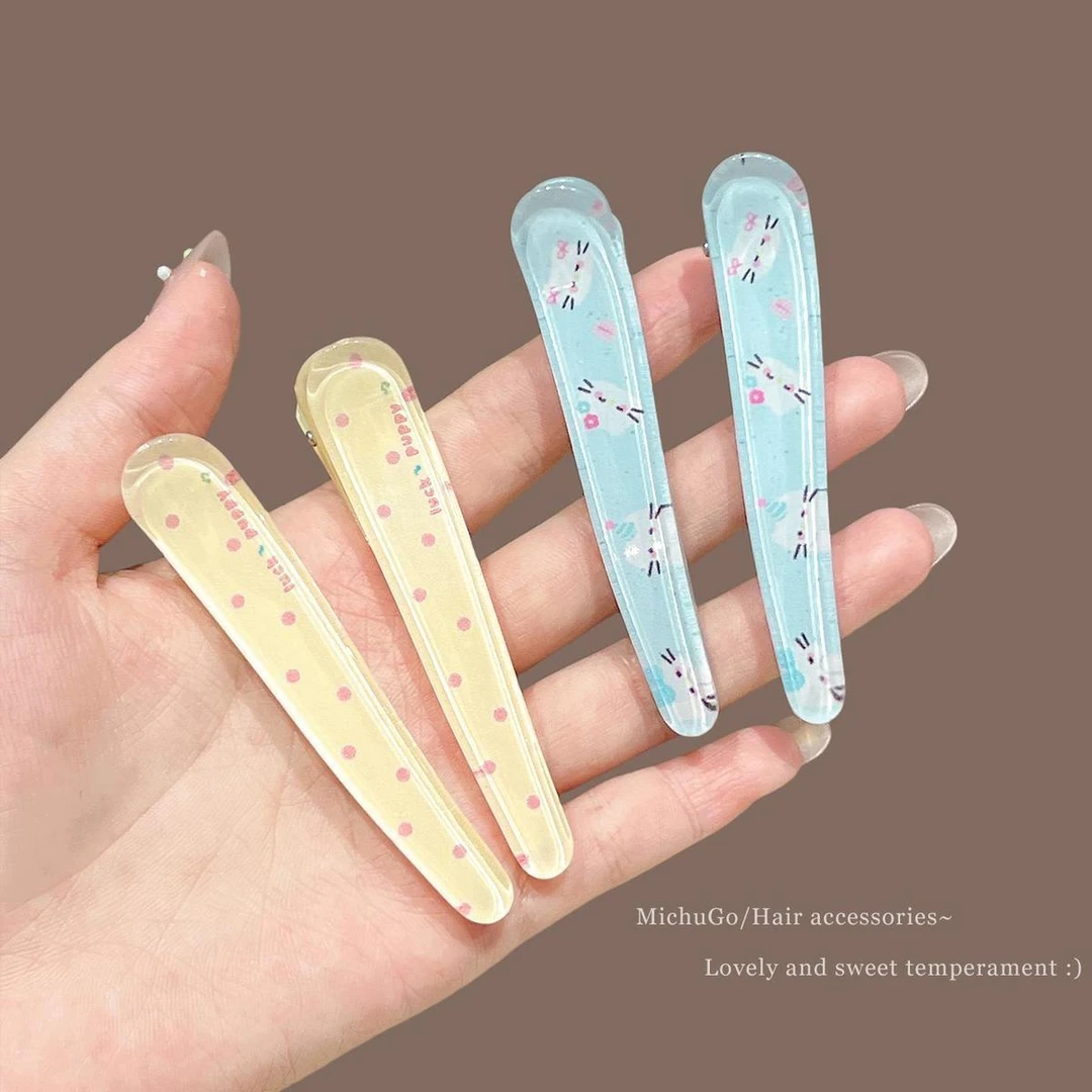 韩系可爱波点猫咪鸭嘴发夹女甜美刘海一字夹洗脸化妆碎发边夹发卡