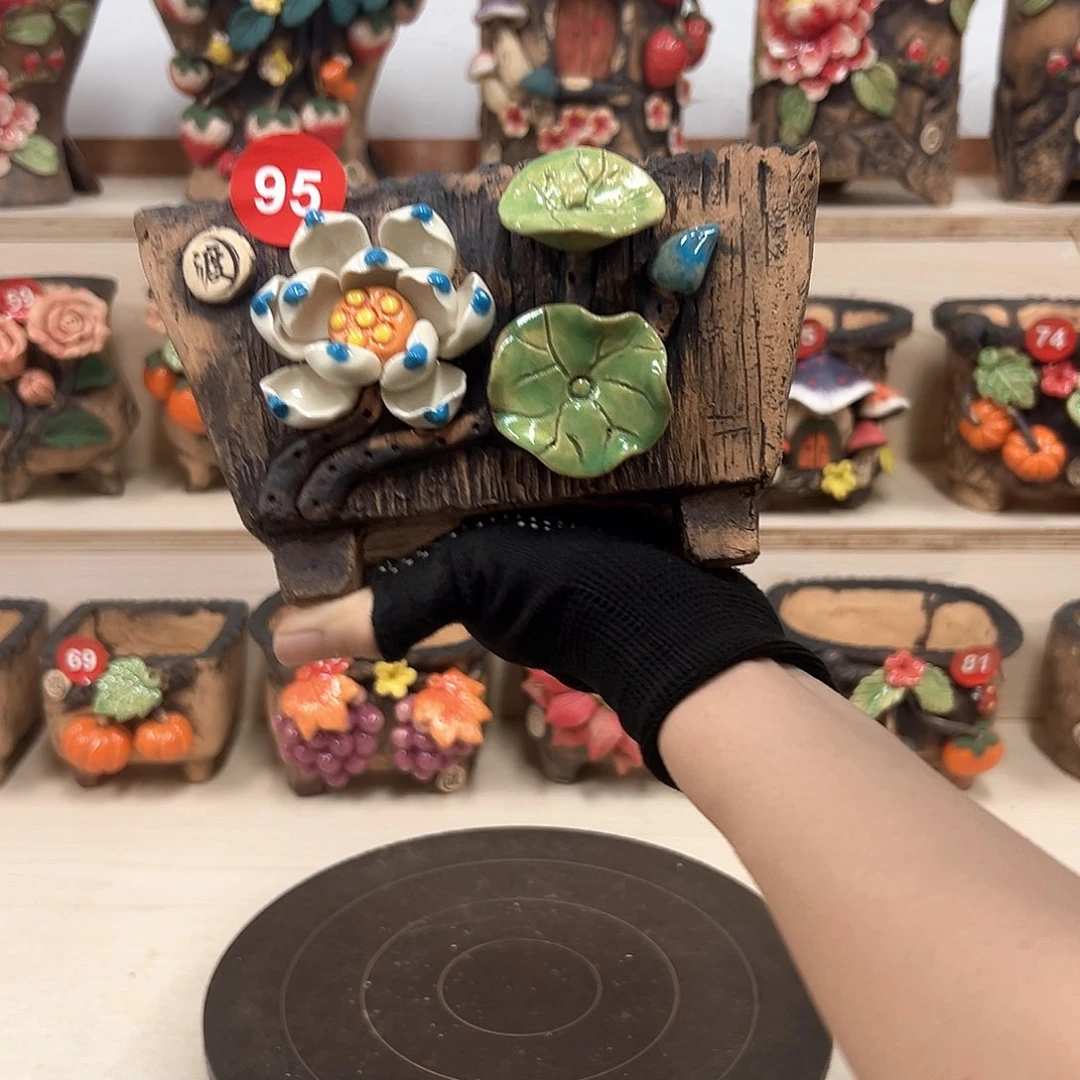 紫砂花盆95号内口15×11外高11