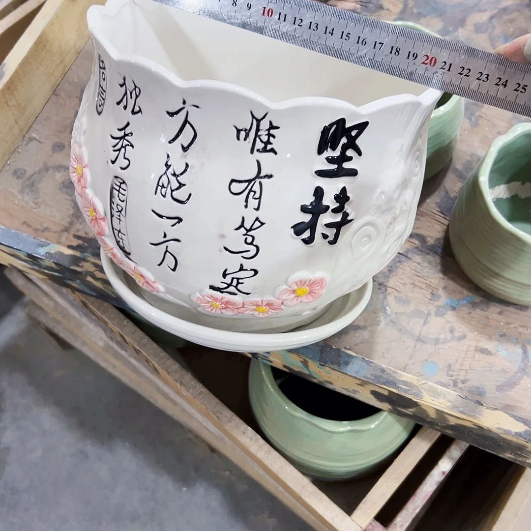 有孔，外贸尾单陶瓷花盆凑单10米包邮