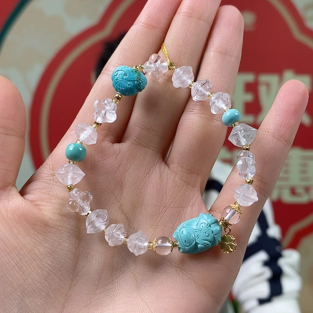 绿松石18K金镶嵌珠宝奇石