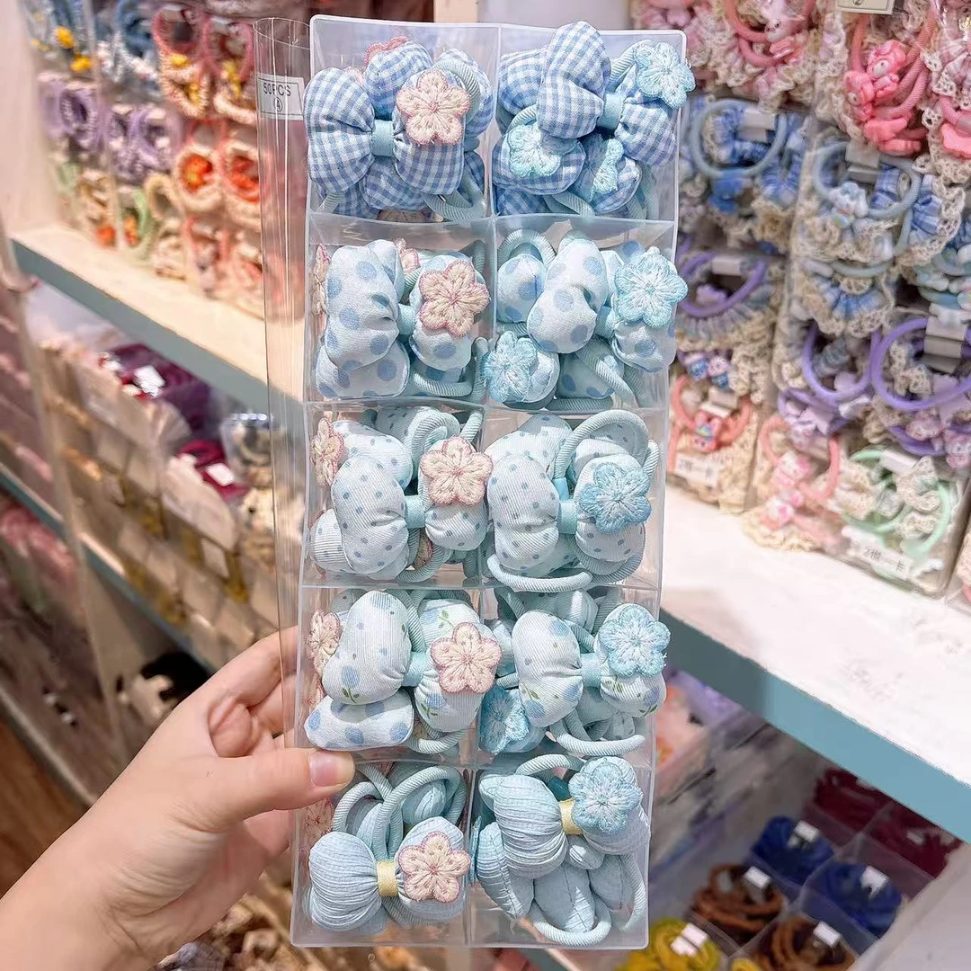 B-1763（满10米飞）d 混1个蓝色花朵蝴蝶结头绳 发圈