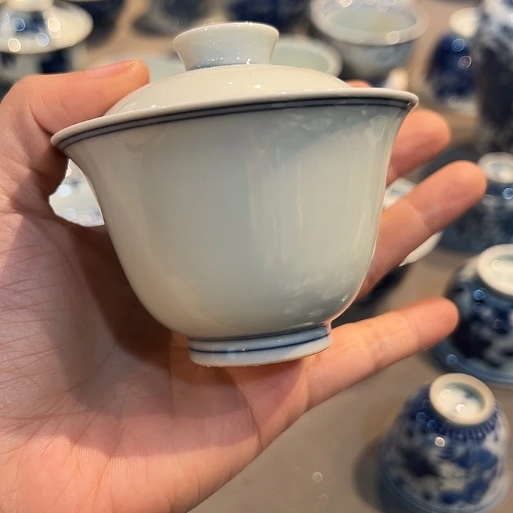 钟家窑柴窑素胎盖碗