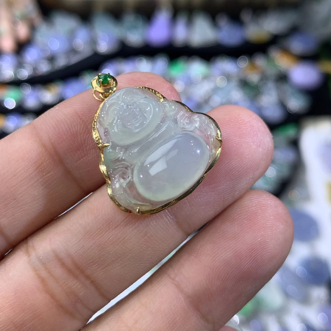 翡翠18K金镶嵌项链