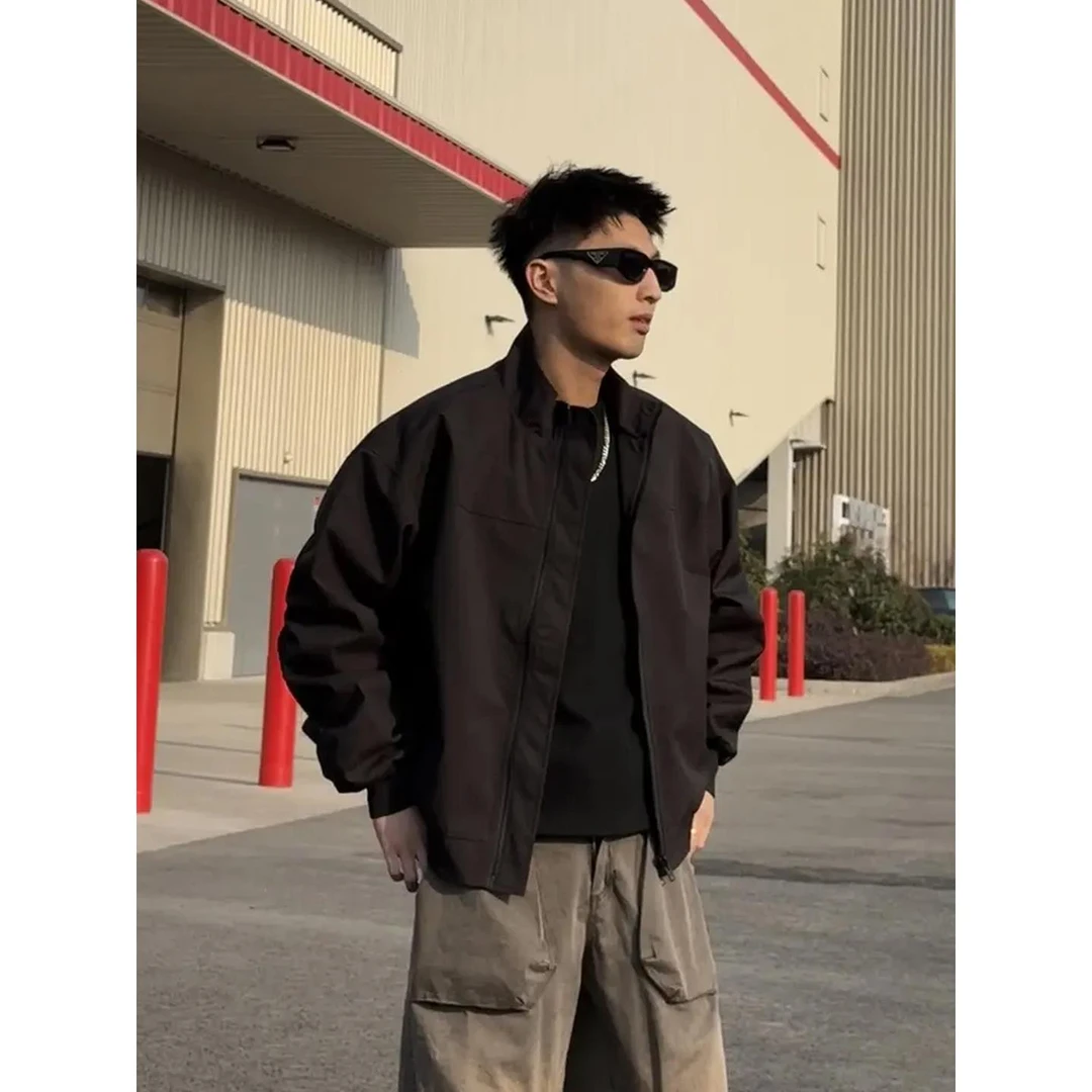 美式工装飞行员夹克男秋季硬汉风三防立领外套高级感痞帅短款上衣