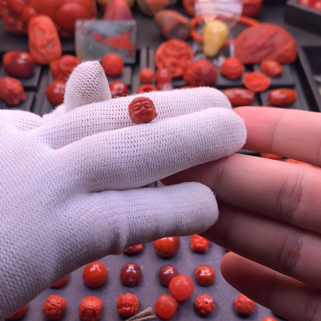 南红玛瑙未镶嵌精工雕刻宝宝佛配珠9mm+