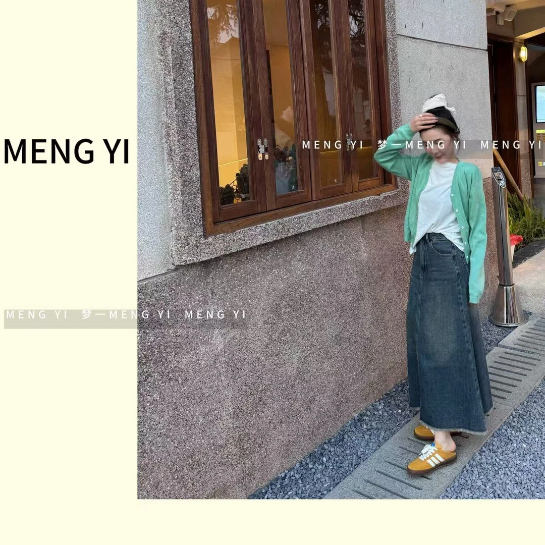 复古怀旧蓝A字版型软牛仔半身裙my-5010-1