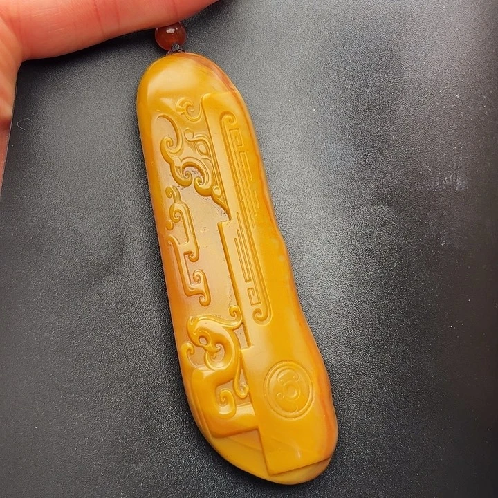 石英质玉黄蜡石手把件未镶嵌缘*