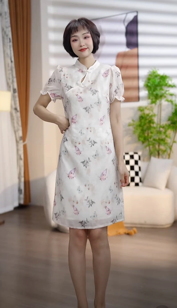 L929夏季时尚国风印花改良旗袍连衣裙DM4