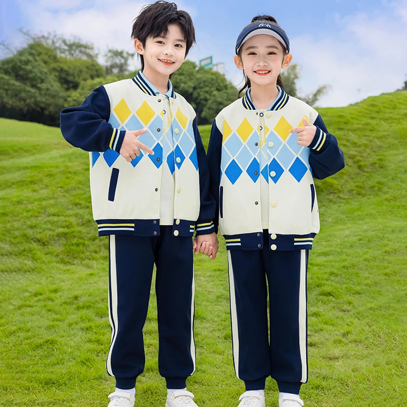 新品上架春秋装儿童学生装班服校服园服单排扣阳光时尚清新班服