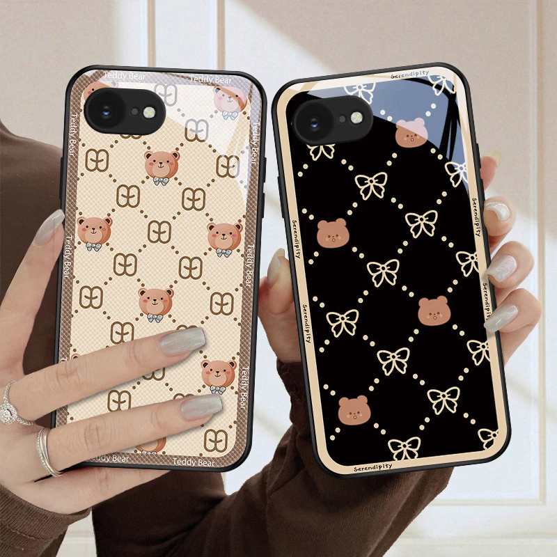 可爱小熊适用苹果16e手机壳iPhone16e硅胶玻璃网红新款超火男女款