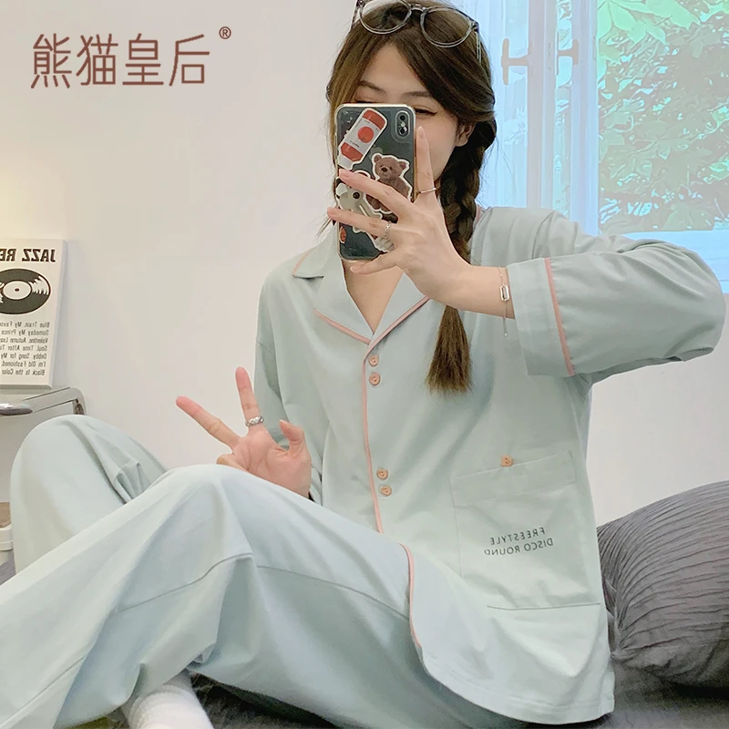 月子服3-4月份纯棉夏季薄款产后孕妇睡衣女春秋产妇喂奶哺乳套装