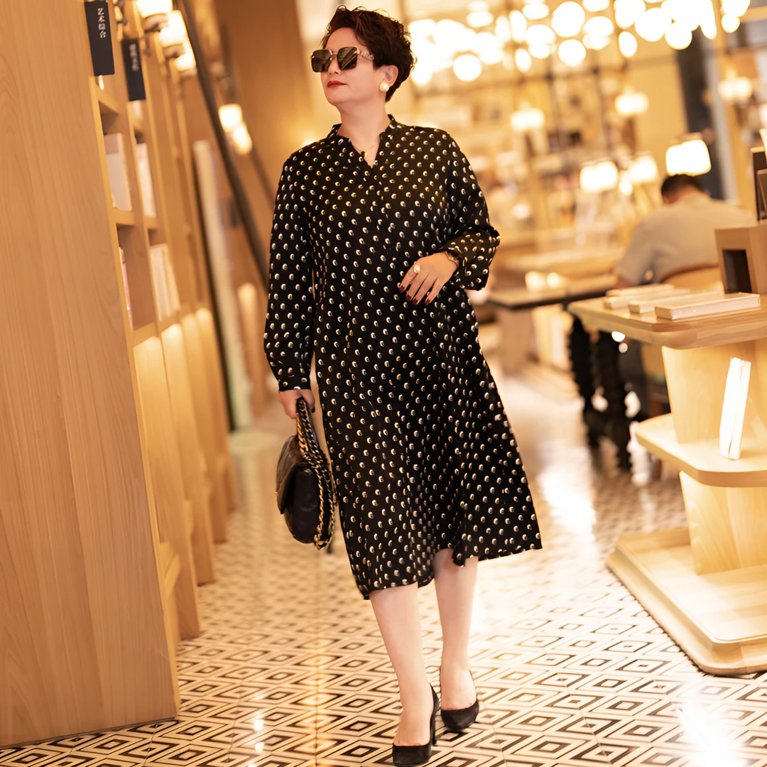 2025秋新款大码轻奢意大利进口面料飘逸贵气罗马式连衣裙F0183