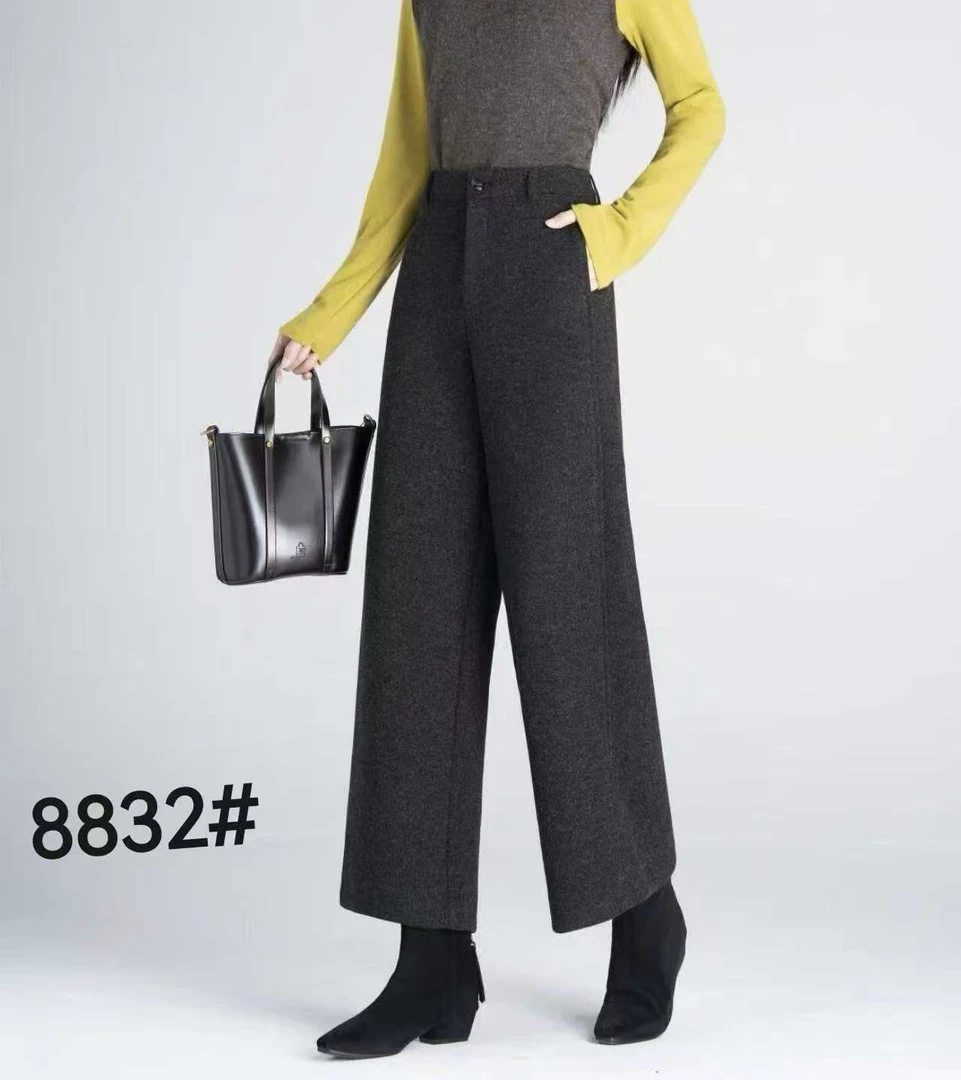 【慕妍专属】8832【裤长90】羊毛呢垂感显瘦加厚阔腿九分裤