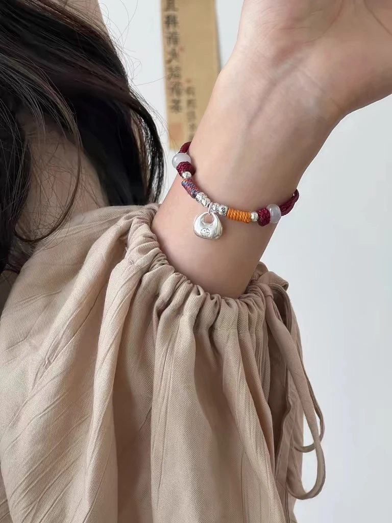 足银手链 足银平安小胖福袋 纯银饰品 银饰diy 银饰加工