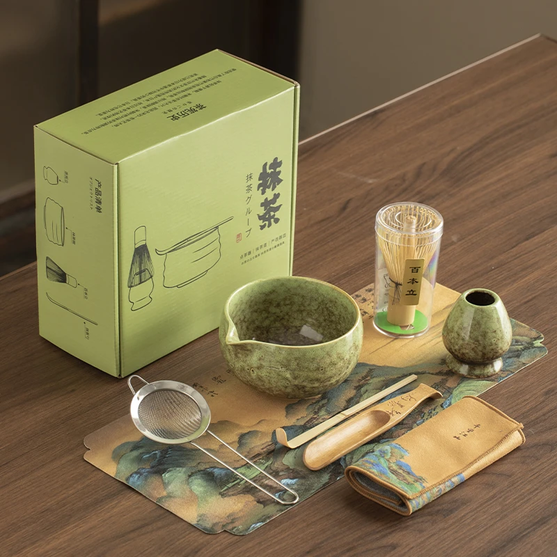 日式抹茶碗陶瓷打抹茶用套装茶筅竹子抹茶刷百本立宋代茶道礼盒