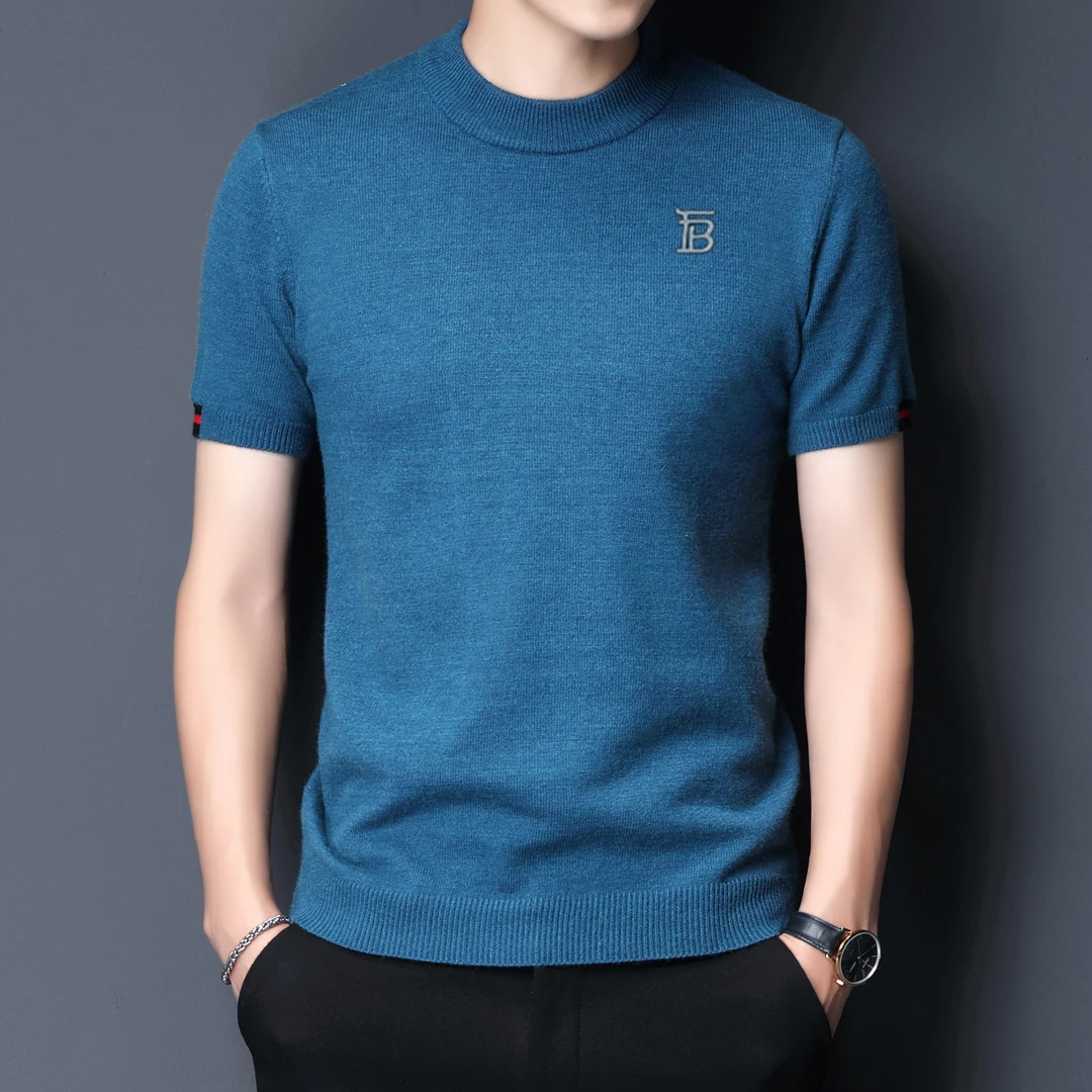 专柜正品【奥莱撤柜】冬季羊毛衫针织短袖男士高档半高领针织打底衫