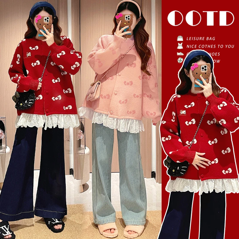 L527#9.30秋冬孕妇加厚保暖甜美减龄韩系开衫毛衣外套