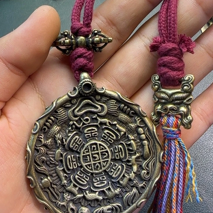 单***道铜铁合金类藏传工艺品九宫八卦