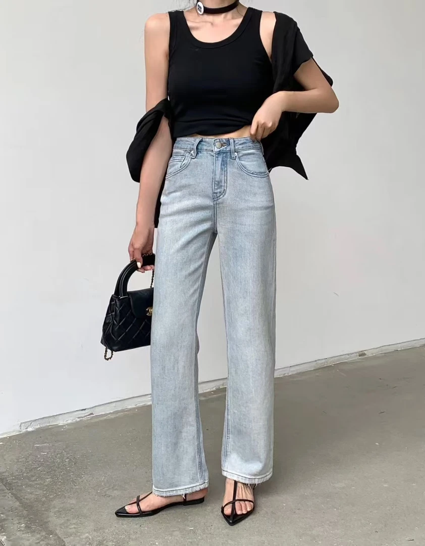 2025【301-350】春夏季Ins高腰气质百搭宽松显瘦时尚设计女装牛仔裤