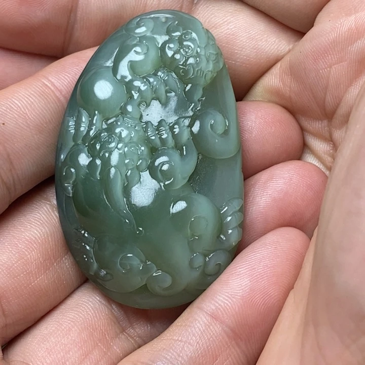 一***欢未镶嵌和田玉（碧玉）挂件
