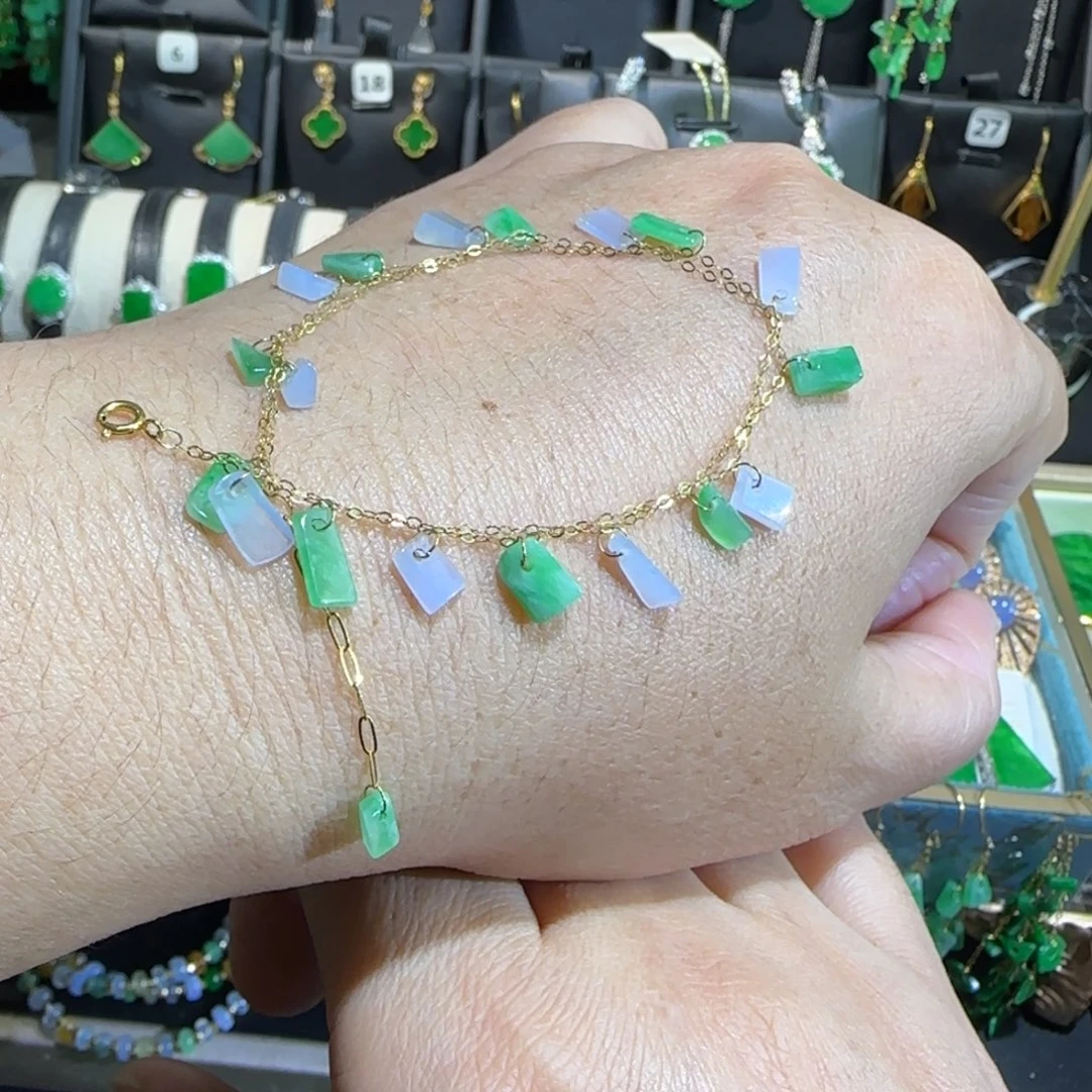 翡翠18K金镶嵌颈饰手链