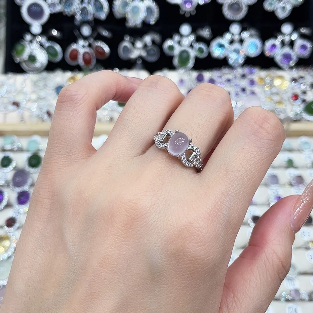 萤石戒指银S925镶嵌